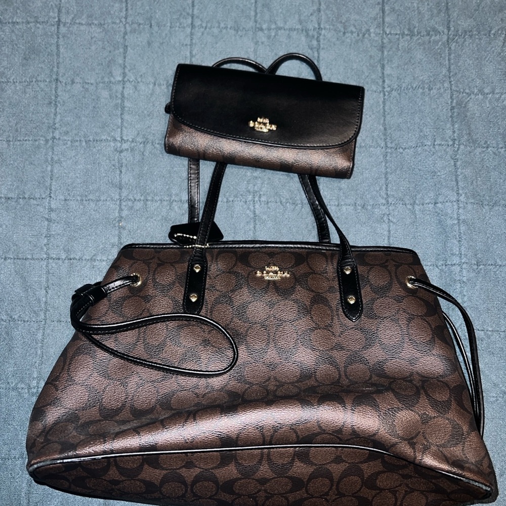 Coach Brown and Black Shoulder Bag Set